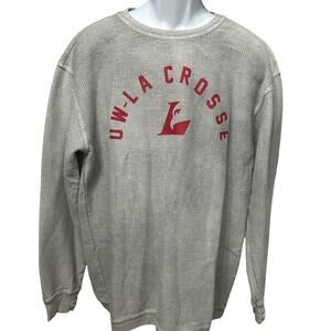 UW La Crosse Sweatshirt Heavy Waffle Knit Gray Pressbox Relaxed Fit Size XL
